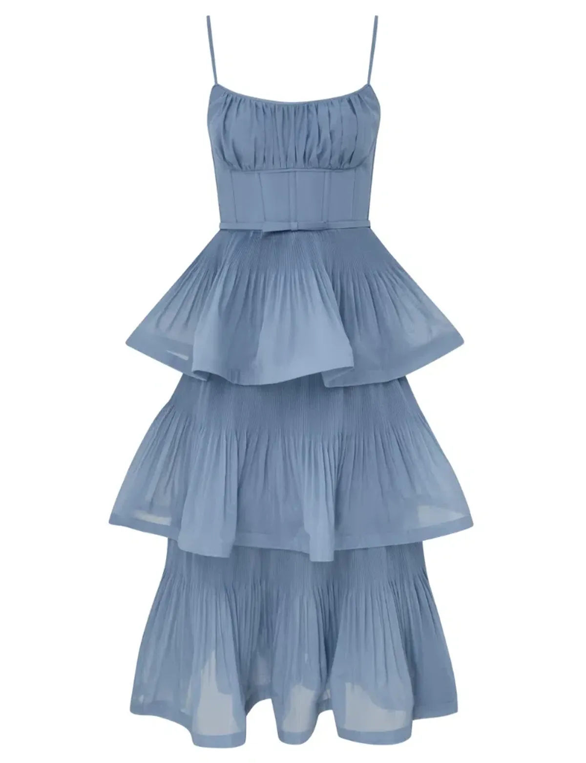 Zimmermann Pleated Tiered Midi Dress Size 2/AU 12 - Image 2