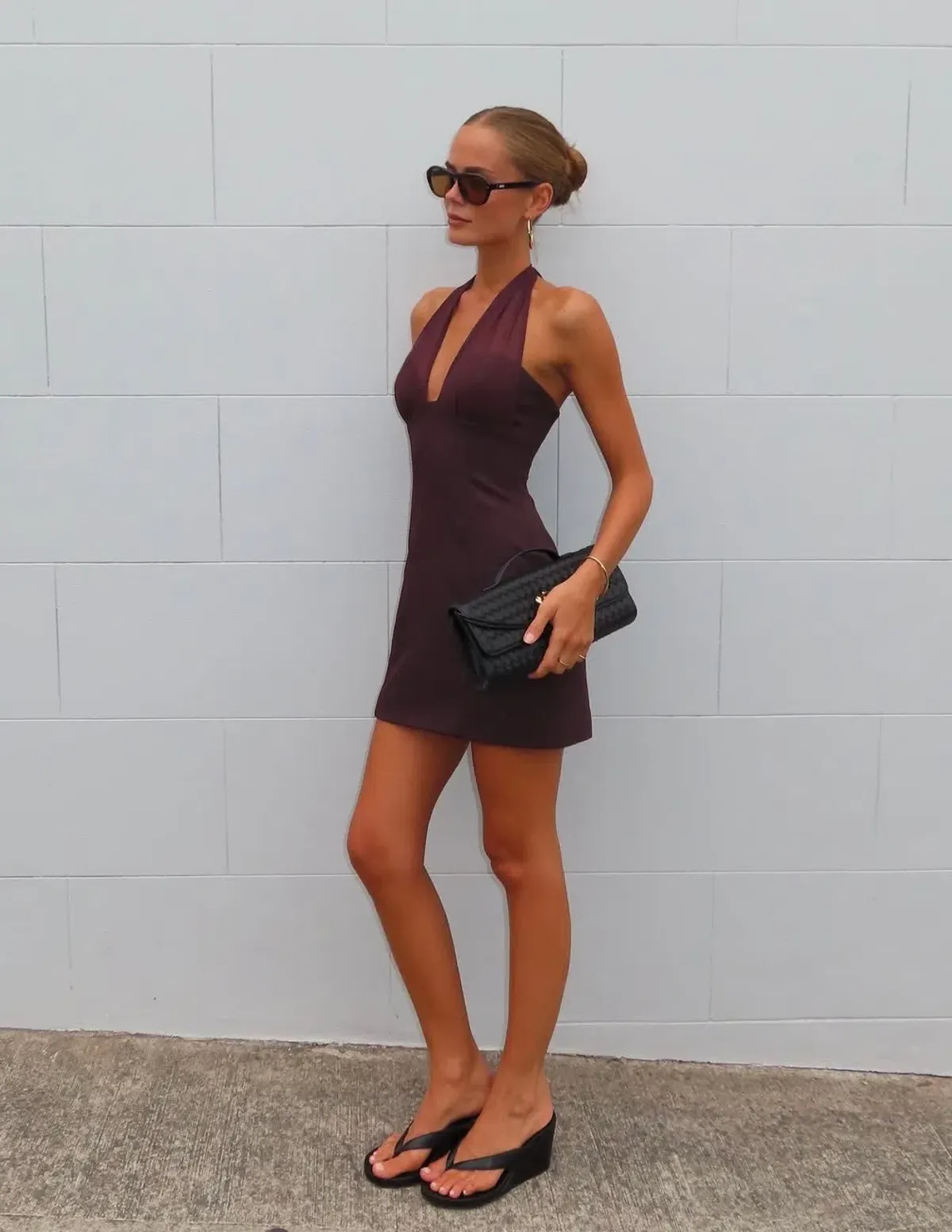 Kookai Oyster Mesh Mini Dress in Mahogany Size 12 - Image 3