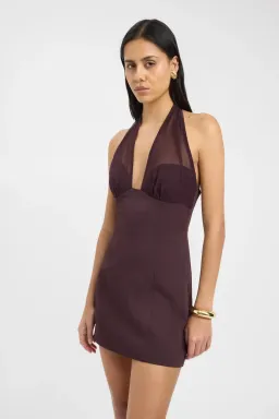 Kookai Oyster Mesh Mini Dress in Mahogany Size 12 for rent on The Volte - image 6