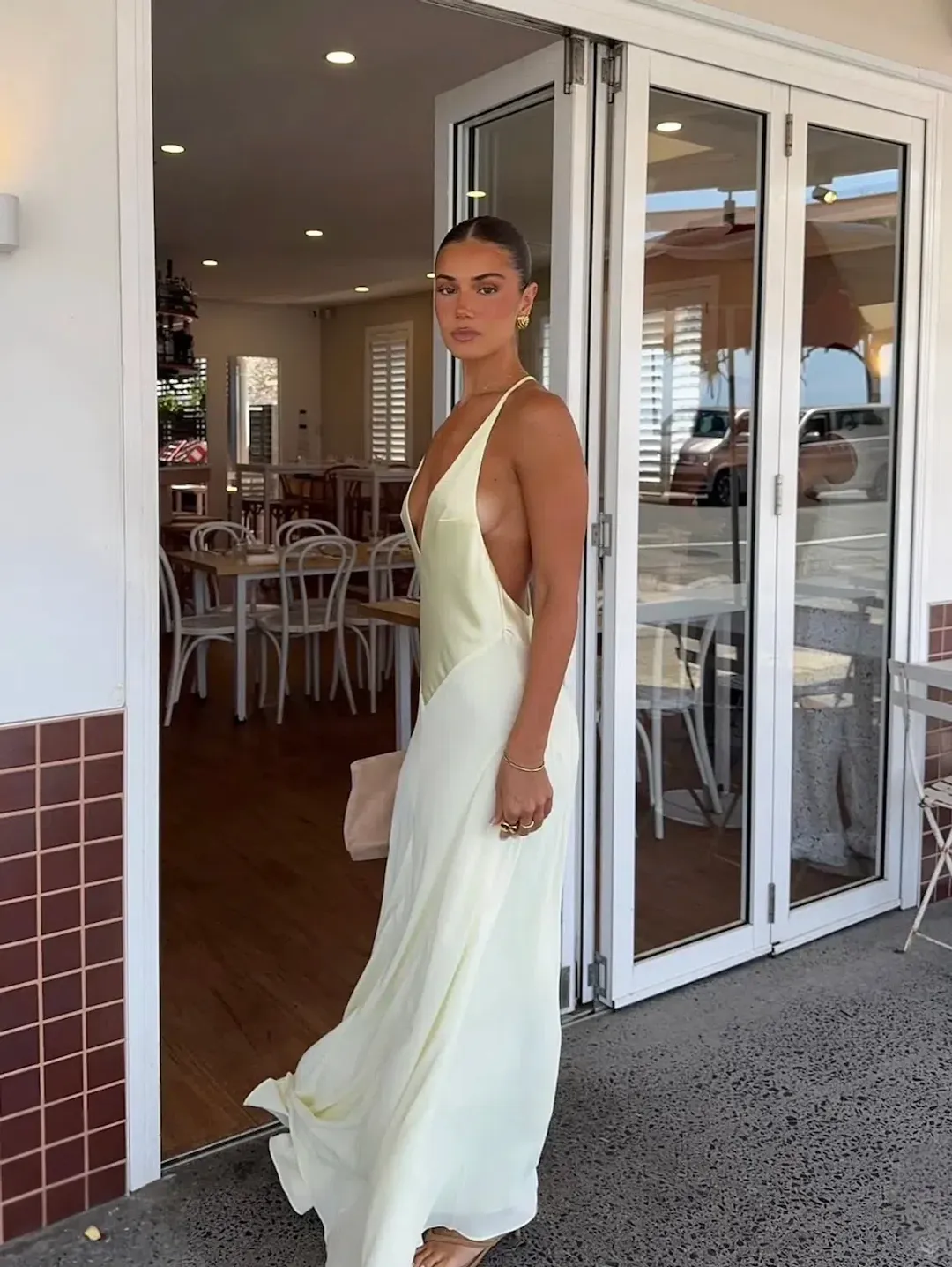 Sneaky Link Jaz Hand V-Neck Maxi Dress Butter Size S / AU 8 for rent on The Volte - main image