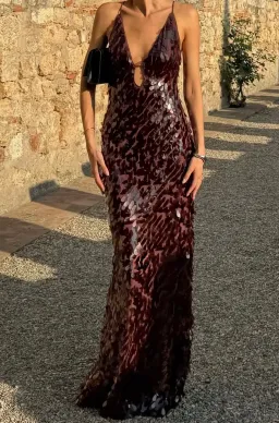 Misha Sapphire Sequin Maxi Dress Fig Size S / AU 8 for rent on The Volte - image 2