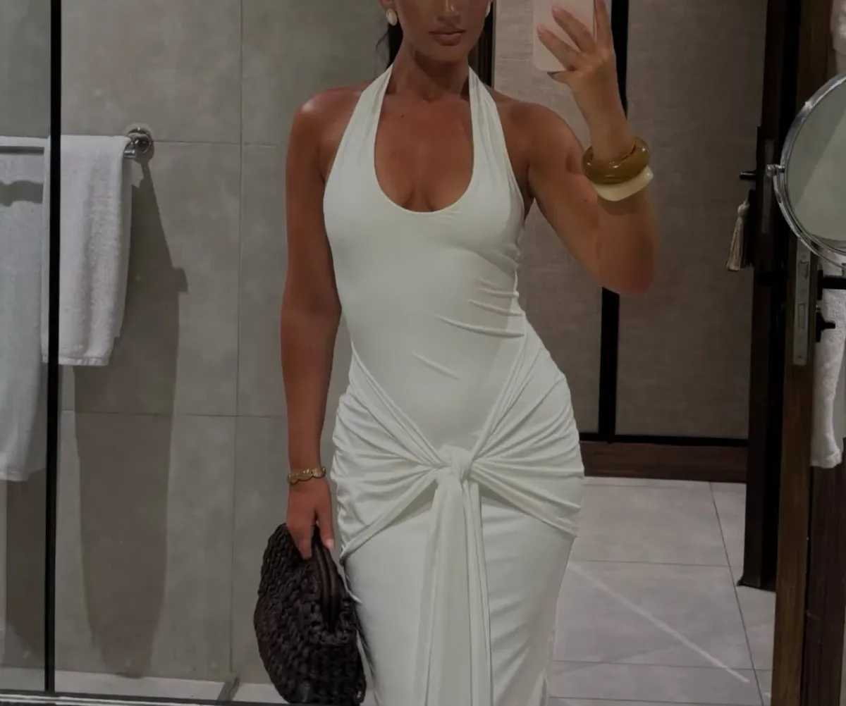 Babyboo Veneda draped halter maxi white size 6 - Image 2