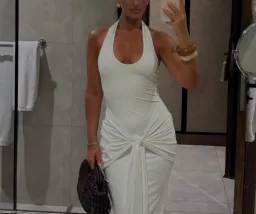 Babyboo Veneda draped halter maxi white size 6 for rent on The Volte - image 2