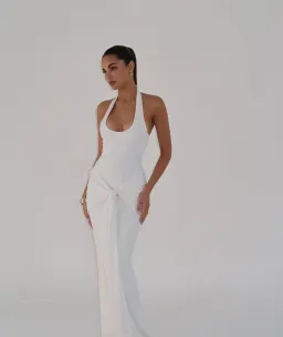 Babyboo Veneda draped halter maxi white size 6 for rent on The Volte - image 1