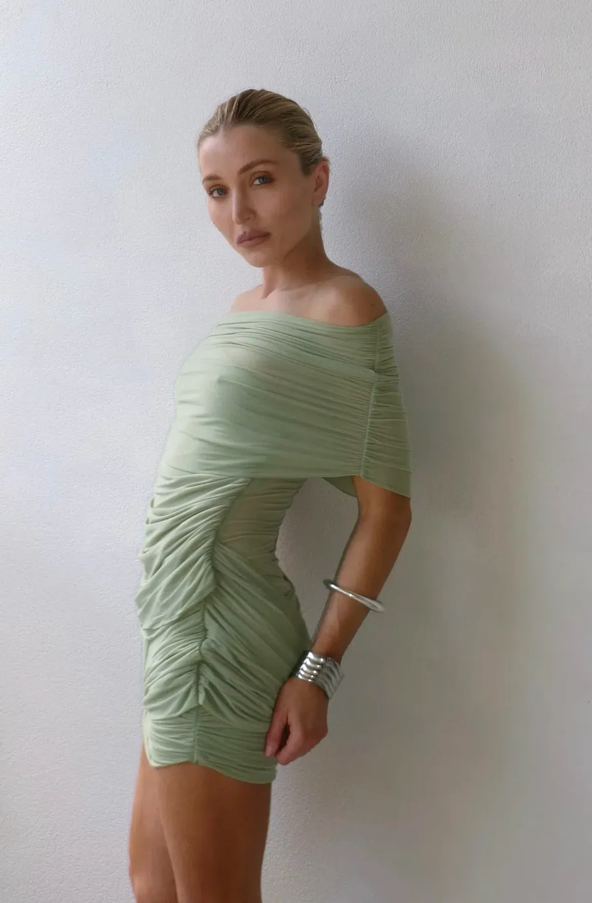 Benni Otto Mini Dress Pistachio Size 6 - Image 2
