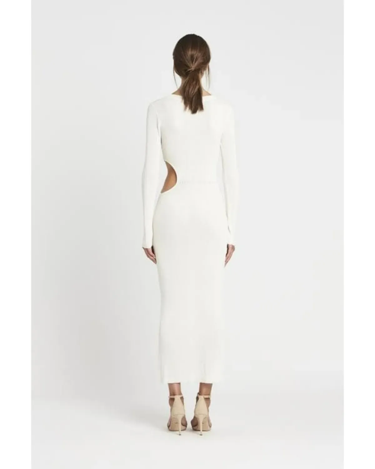 Sir The Label Marcelle Long Sleeve Knit Dress Midi White Size AU 6 - Image 3