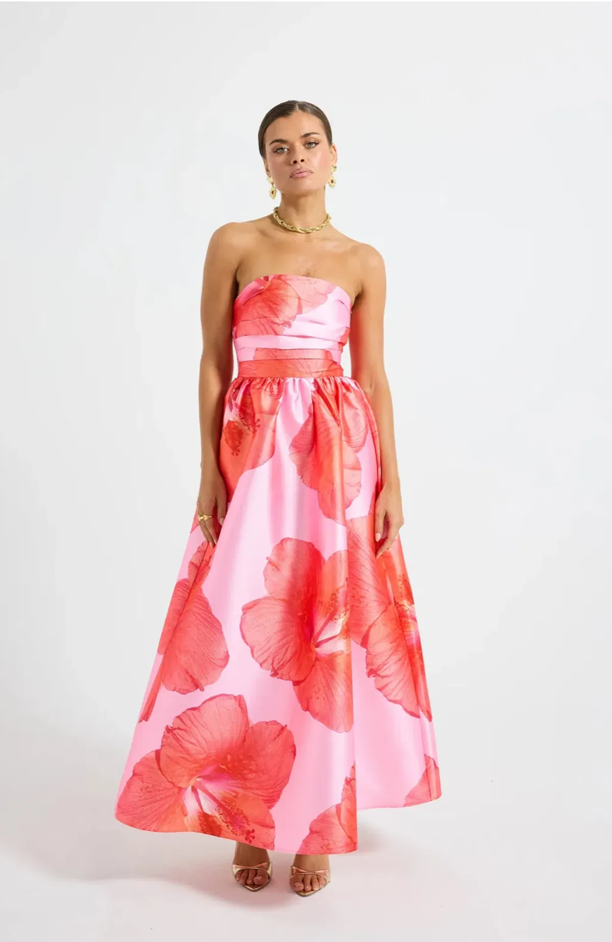Pasduchas Kalani Strapless Midi Rasberry Pink / Orange size 10 - Image 6
