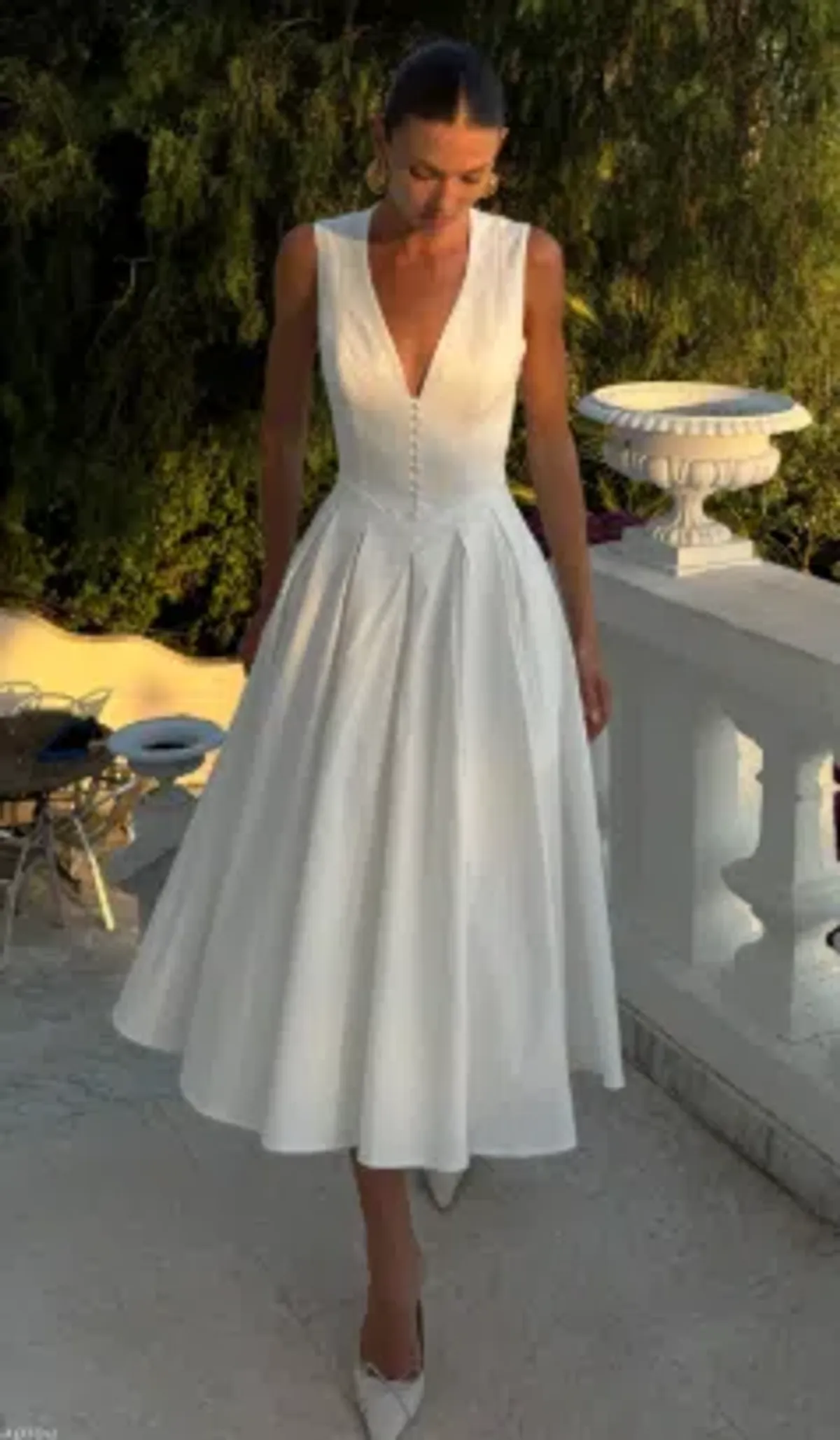 MESHKI Keely Cotton Sleeveless Midi White Size Small - Image 2