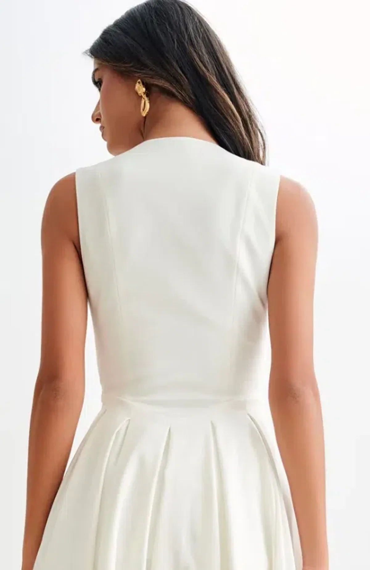 MESHKI Keely Cotton Sleeveless Midi White Size Small - Image 4