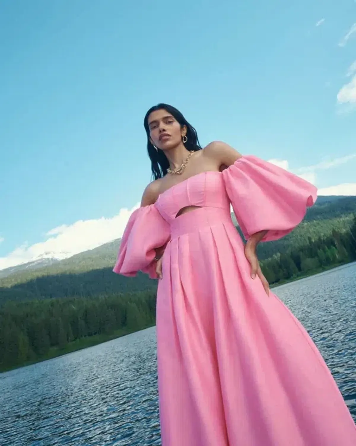 AJE - Eugenie Off Shoulder Midi Dress - Pink - Image 3
