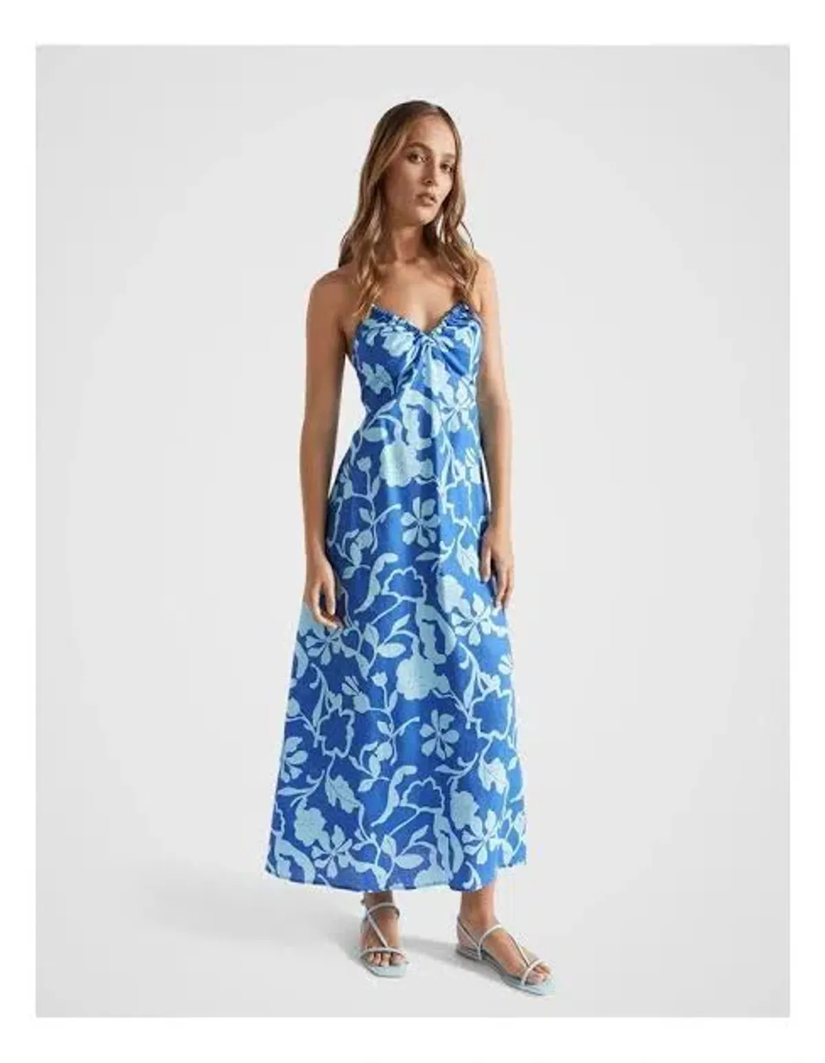 SEED HERITAGE LINEN HALTER DRESS SIZE 8 - Image 1