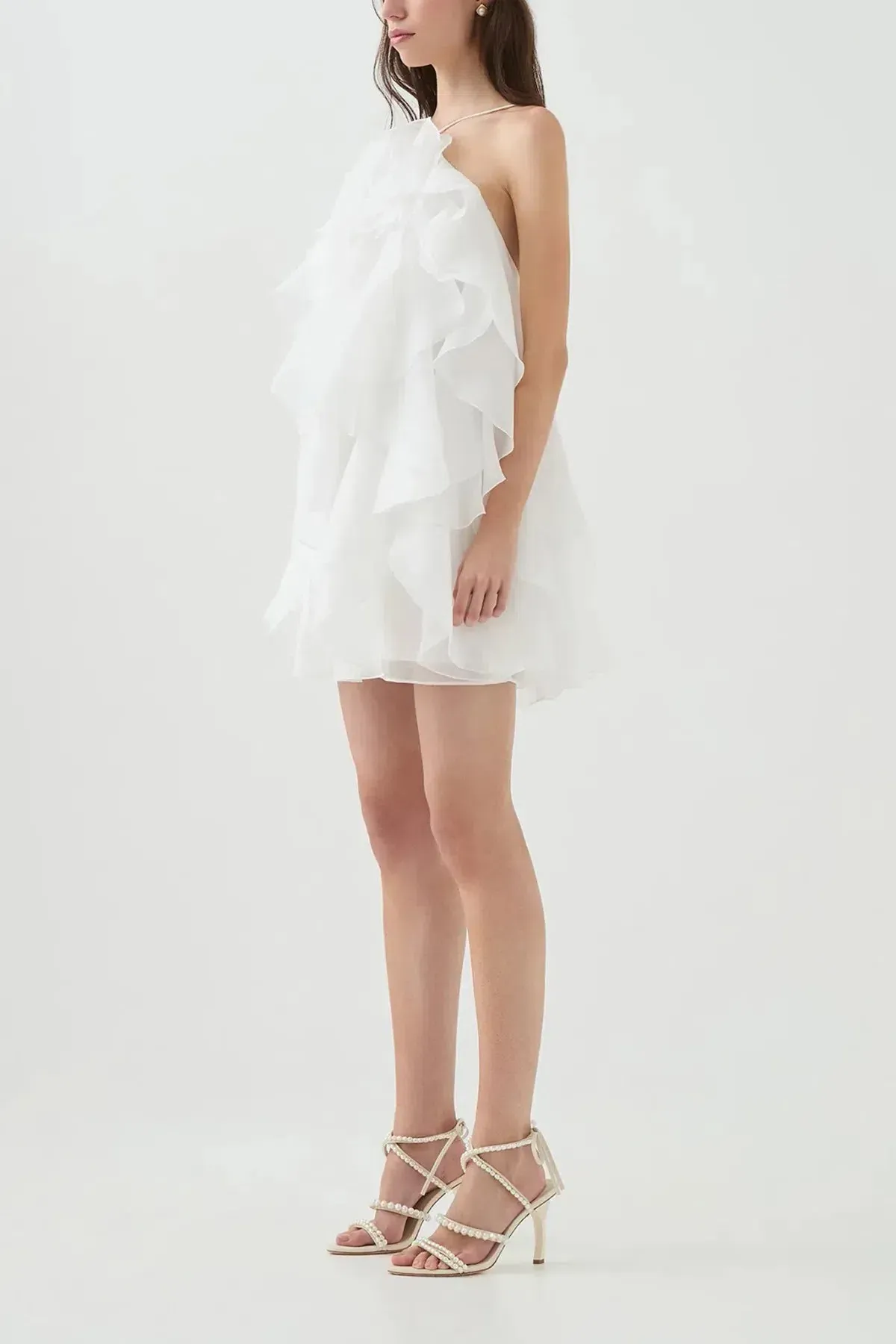 Aje Pandorea Layered Mini Dress in Ivory Size AU 10 - Image 2