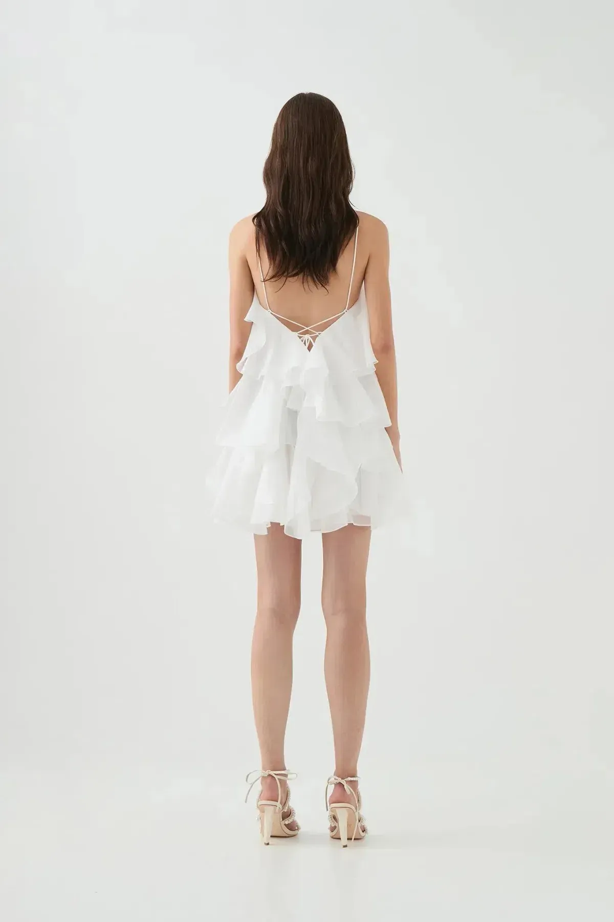 Aje Pandorea Layered Mini Dress in Ivory Size AU 10 - Image 3