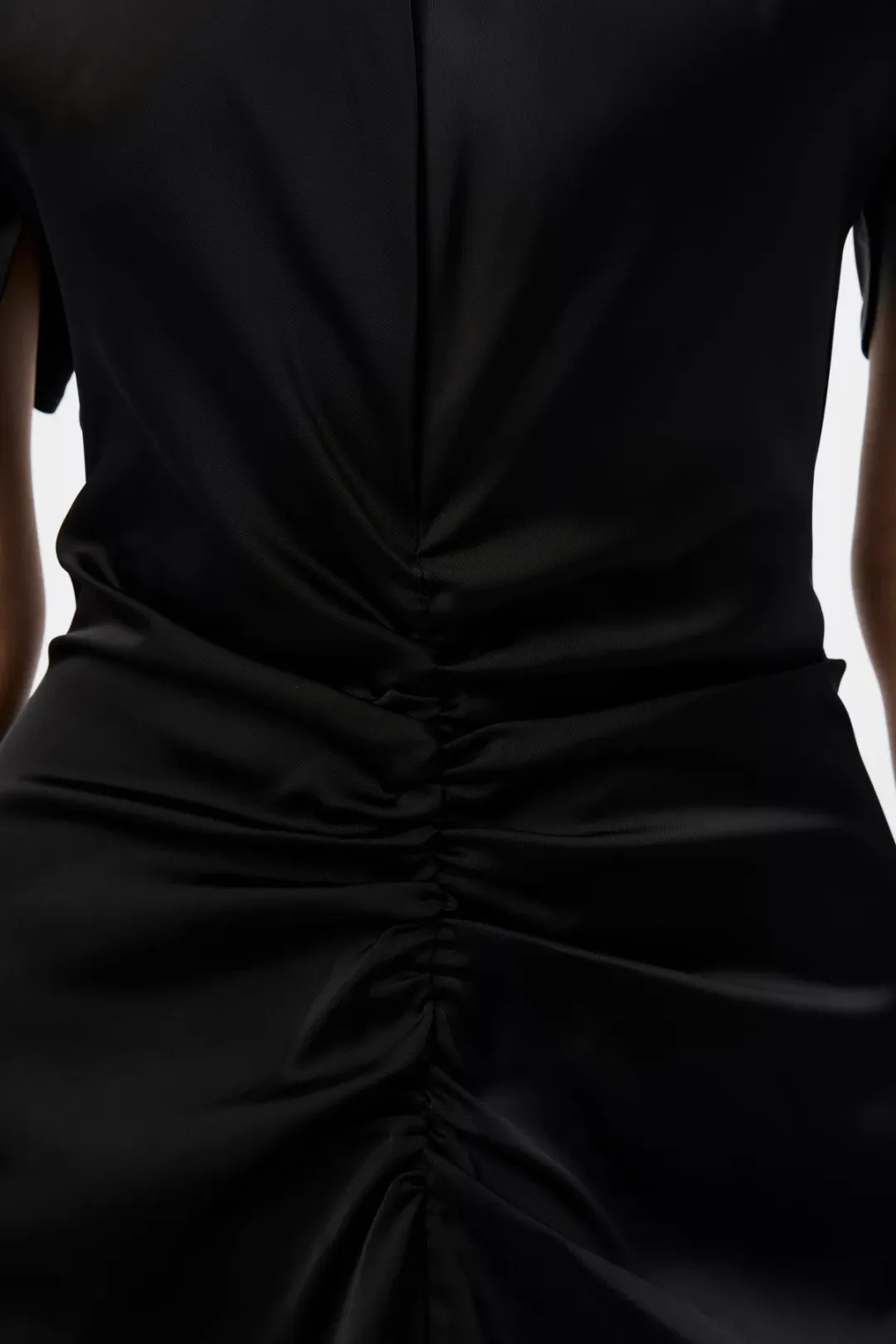 Mossman Black Ruched Dress Size 16 for rent on The Volte - main image
