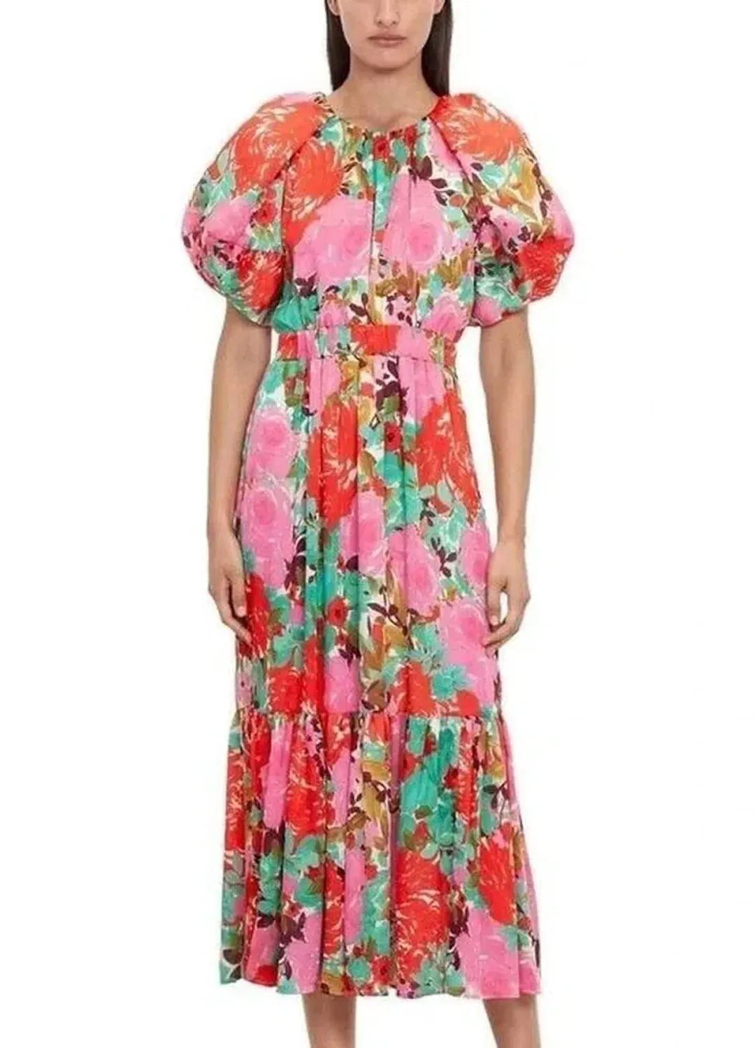 Veronika Maine Floral A-line Pink Size 16 for rent on The Volte - main image