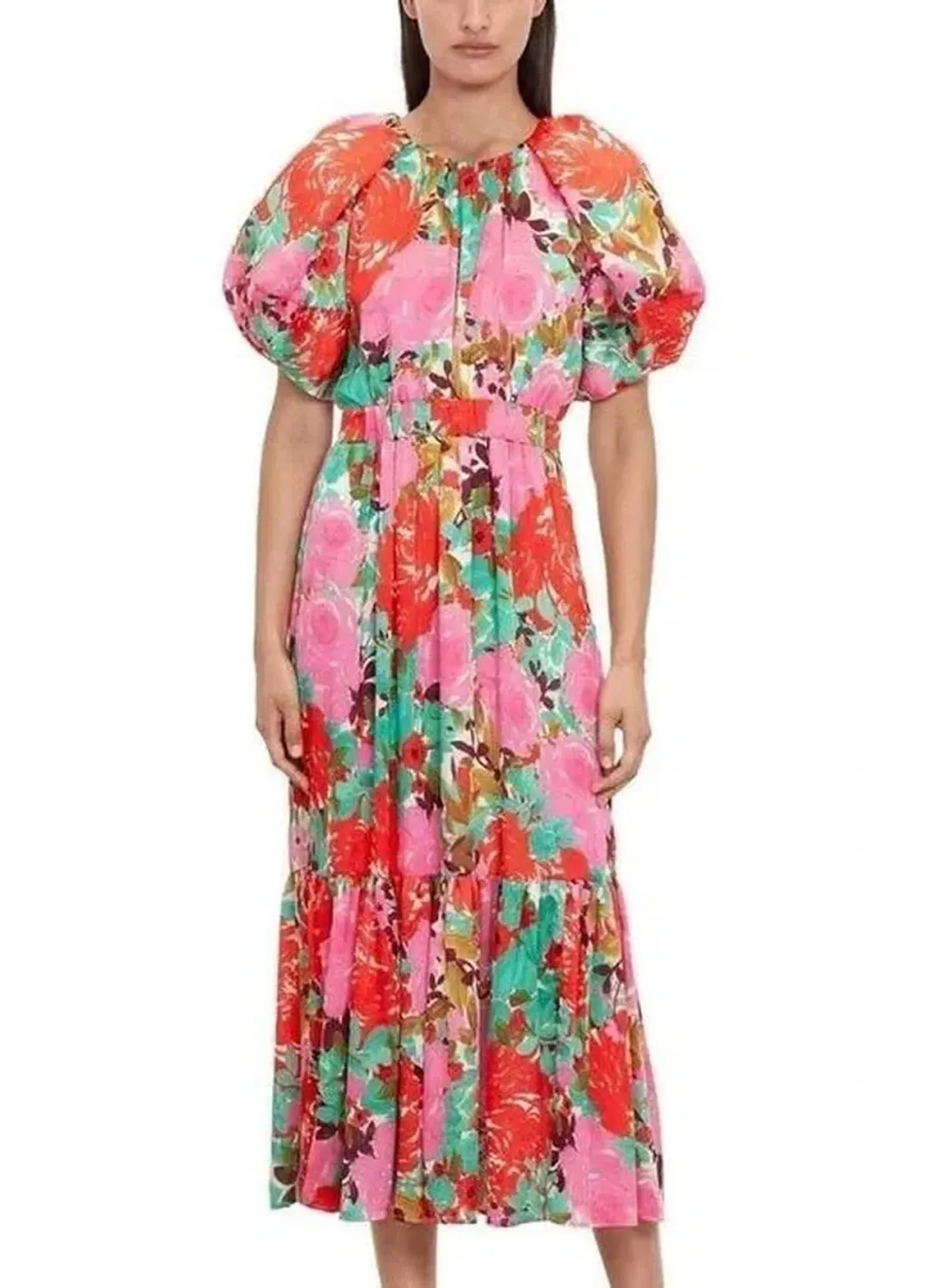 Veronika Maine Floral A-line Pink Size 16 for rent on The Volte - main image