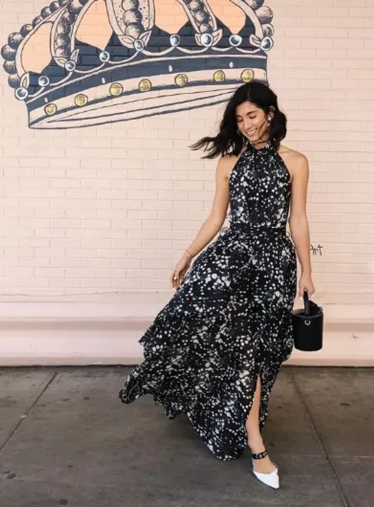 AJE Sienna Maxi Halter Dress Gown Gala Black Spot SZ 10 - Image 1