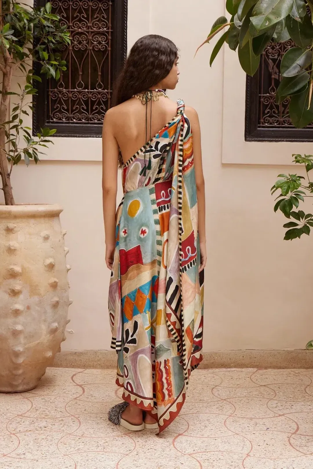 Alemais MICHELLE SCARF SILK MIDI DRESS Size 8 for rent on The Volte - main image
