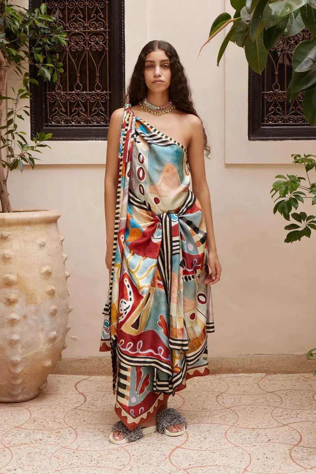 Alemais MICHELLE SCARF SILK MIDI DRESS Size 12 for rent on The Volte - main image