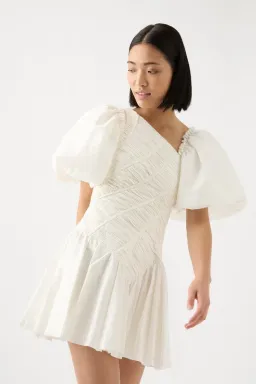AJE DAWN DRAWSTRING MINI DRESS IVORY WHITE SIZE 14 for rent on The Volte - image 2