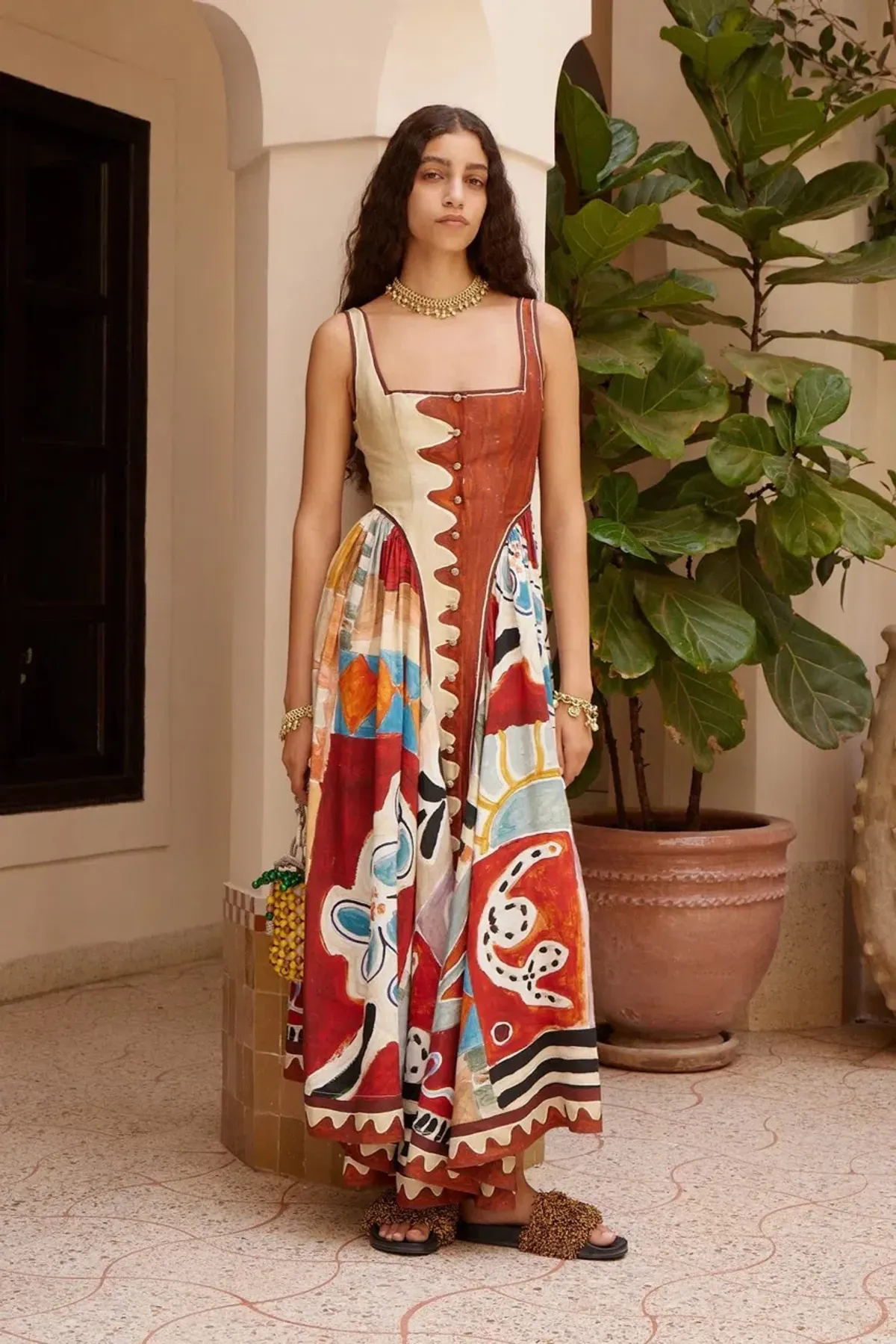 Alemais MICHELLE SQUARE NECK MIDI DRESS Size 10 for rent on The Volte - main image