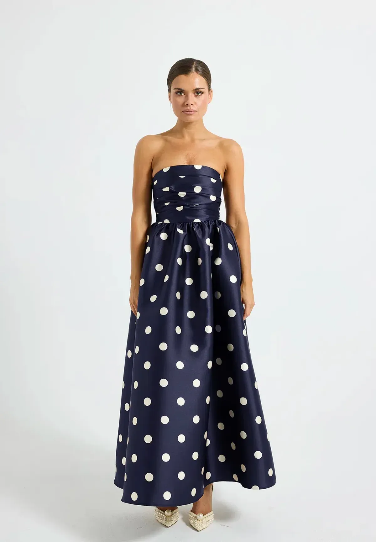 Pasduchas Dottie Midi Dress Navy/Cream Size 8 for rent on The Volte - main image