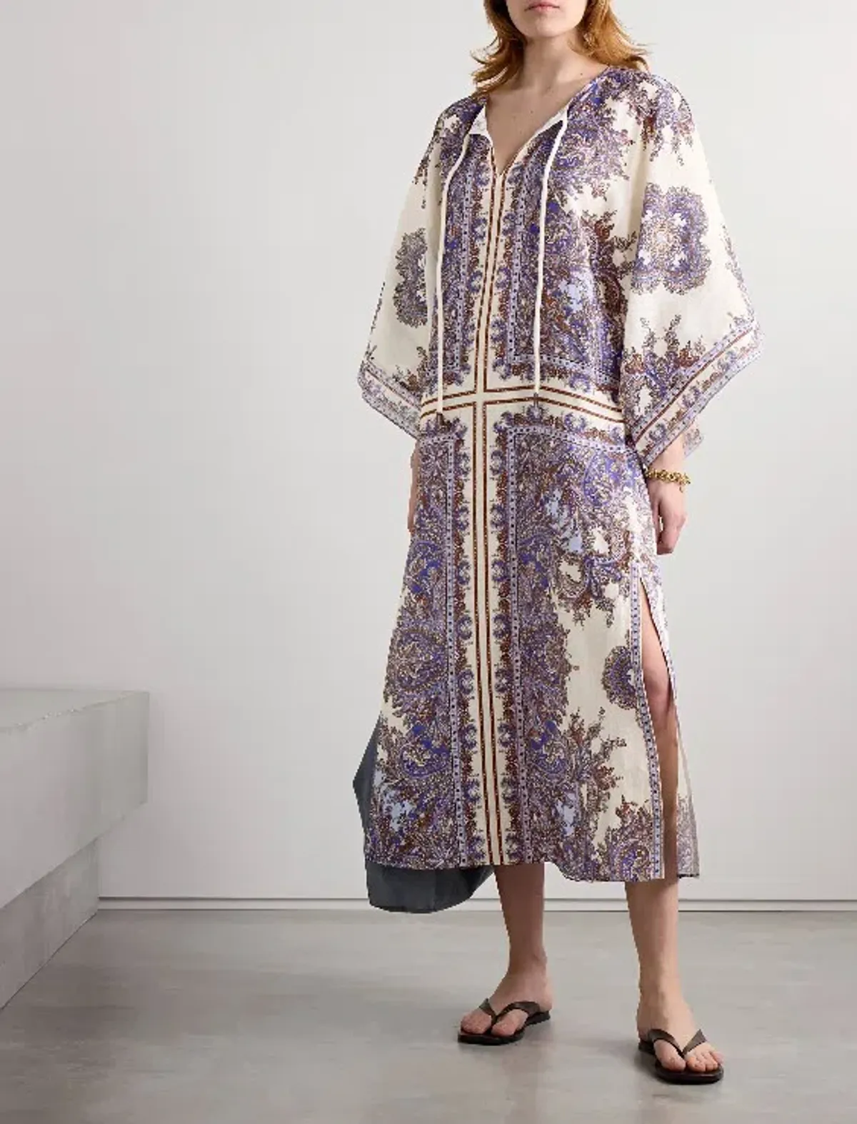 Zimmermann Ottie Paisley Linen Kaftan Purple Size 0 / Au 8 - Image 2