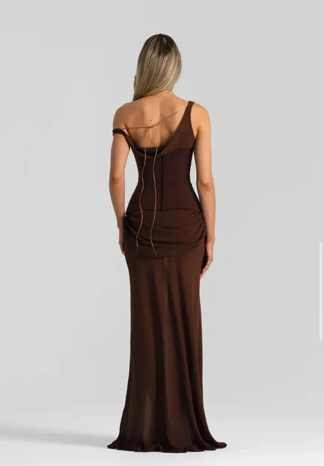 Natalie Rolt Cadence Gown in Espresso Brown Size 6 for rent on The Volte - main image
