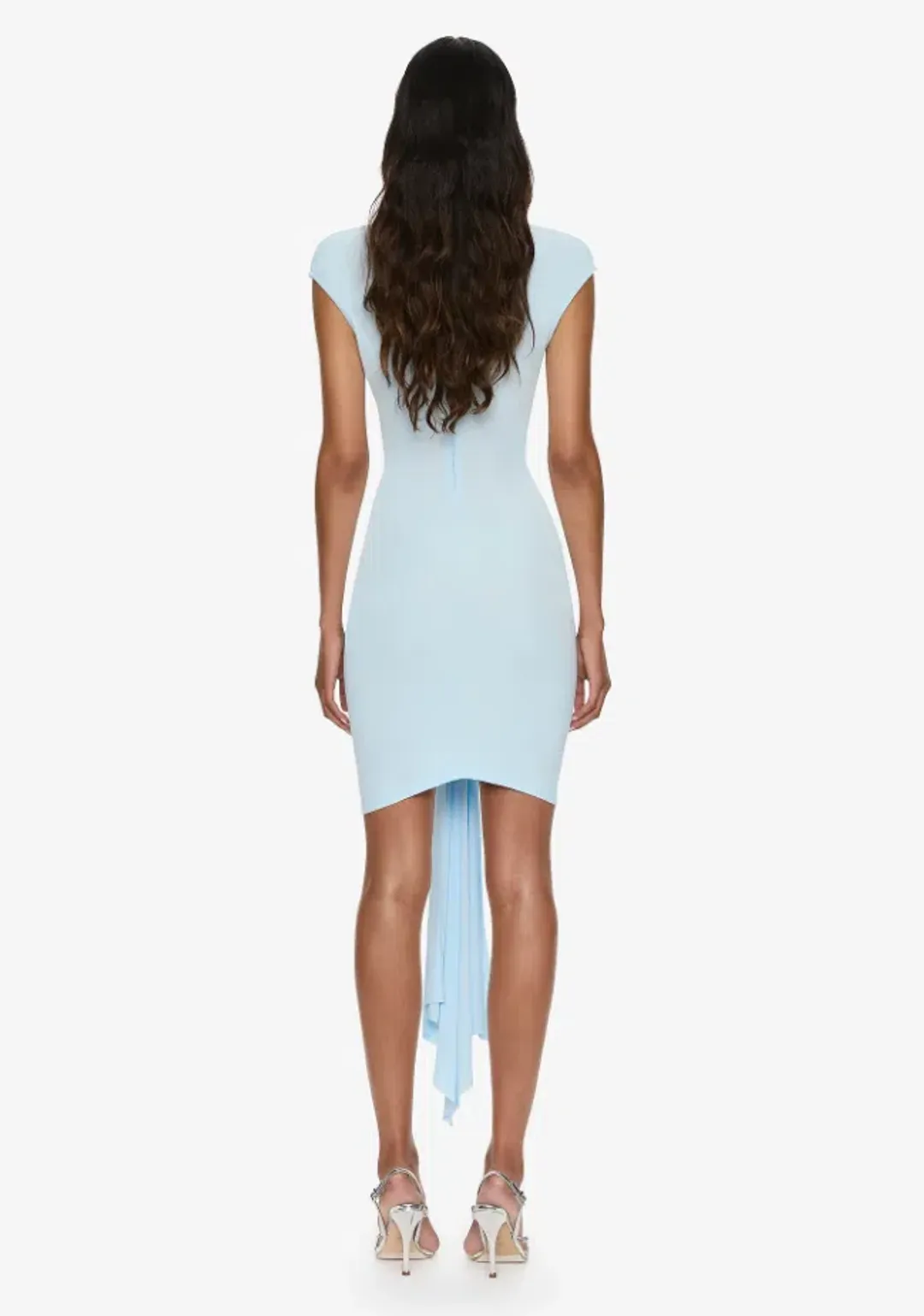 Christopher Esber Bezel Quartz Disconnect Short Sleeve Mini Dress lago blue Size 8 for rent on The Volte - main image