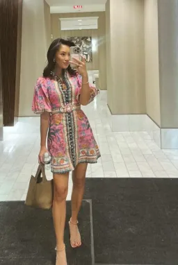 Zimmermann Ginger Buttoned Mini Dress in Pink Size 2 / AU 12 for rent on The Volte - image 1