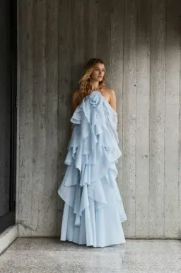 Aje Pandorea Layered Maxi Dress Silver Blue Size 16 for rent on The Volte - image 1