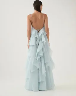Aje Pandorea Layered Maxi Dress Silver Blue Size 16 for rent on The Volte - image 4