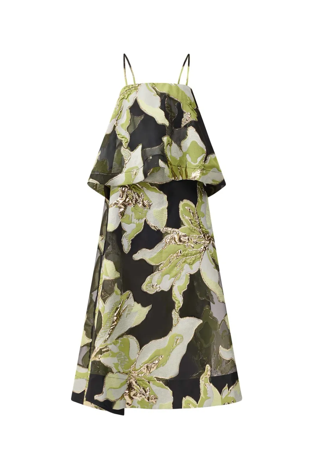 Elliatt Elysia Tiered Gown in Black and Green Floral Size XS / AU 6 for rent on The Volte - main image