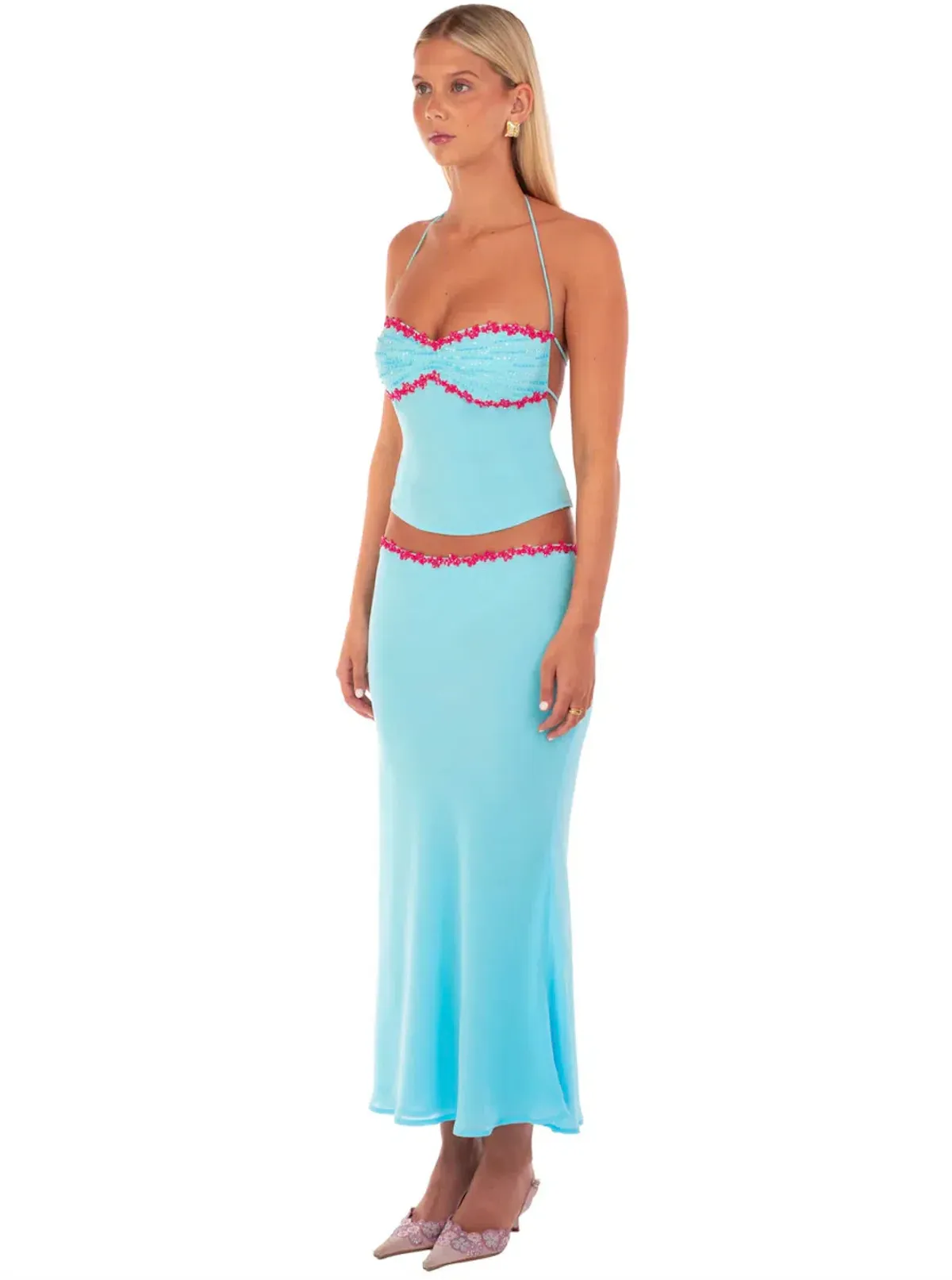 I AM DELILAH JEMIMA MIDI SKIRT & JEMIMA HALTER. SIZE XS / AU 6-8 - Image 9