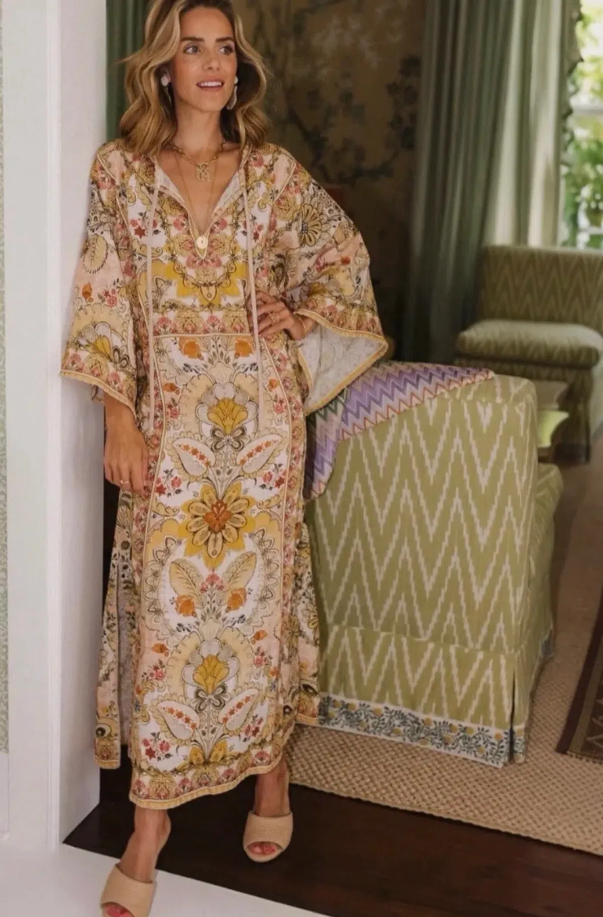 Zimmermann Laurel Floral Linen Kaftan Size 1 Fits to Size 12 AU - Image 1