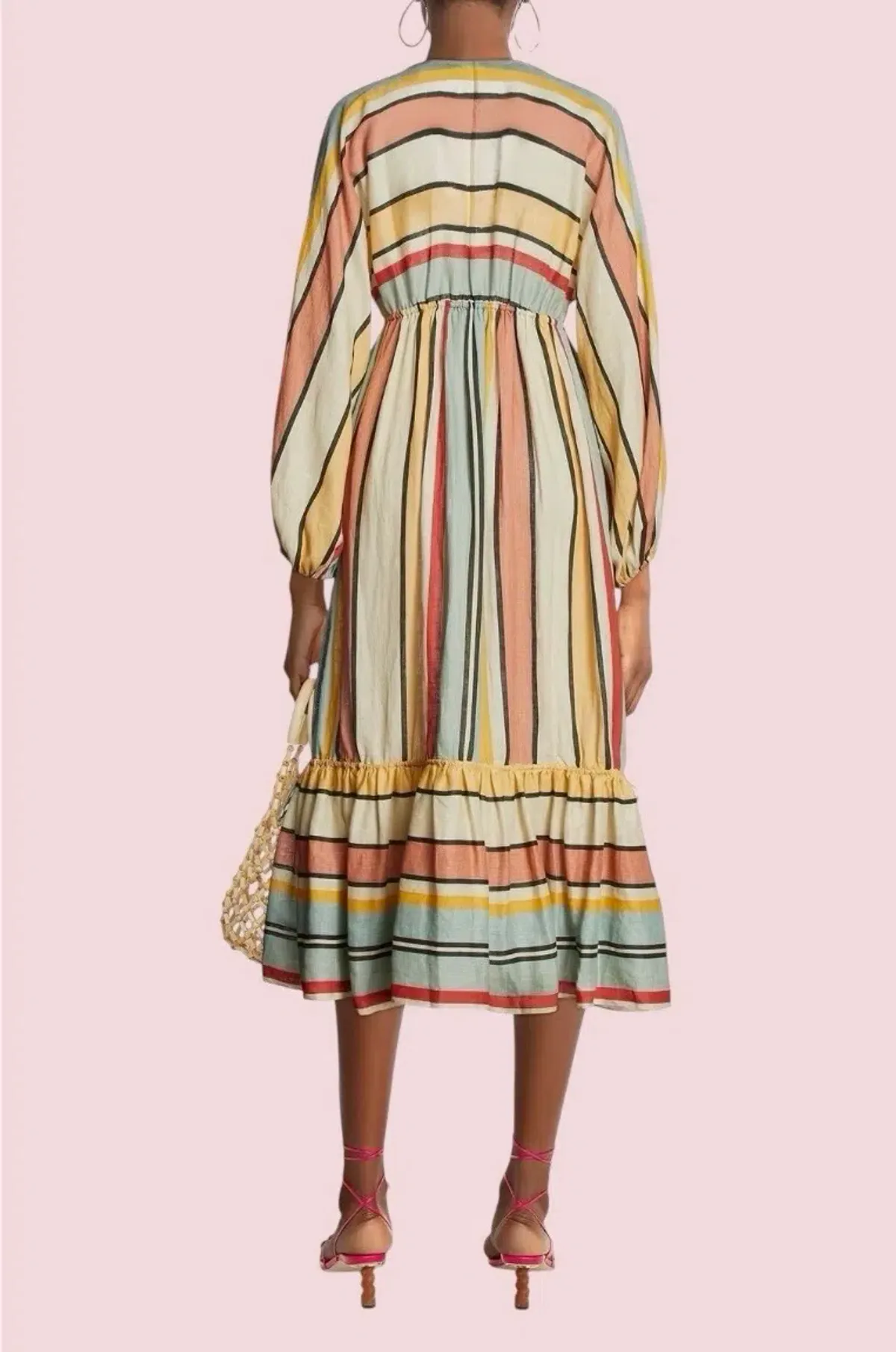 Zimmermann Cassia Striped Maxi Linen Dress Size 1 Fits to size 12 - Image 4