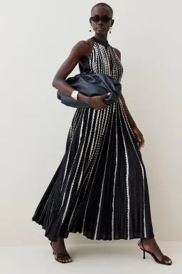 Karen Millen Pleated Lace Halter Maxi Dress Size AU 10 / M for rent on The Volte - image 3