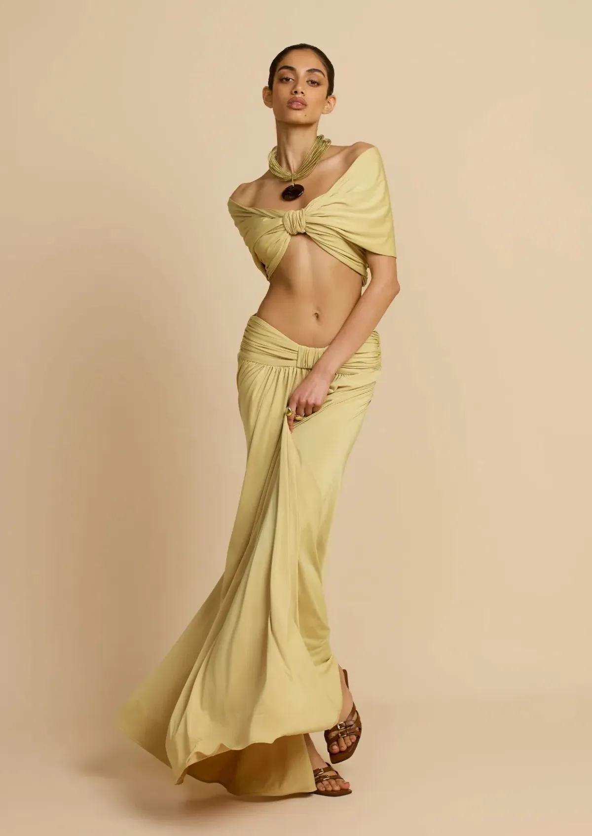 ARCINI ORI Alessia Top and Skirt Set in Sand Size M - Image 2