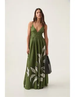 Aje Planetary Maxi Dress in Abstract Fern Size AU 6 for rent on The Volte - image 1