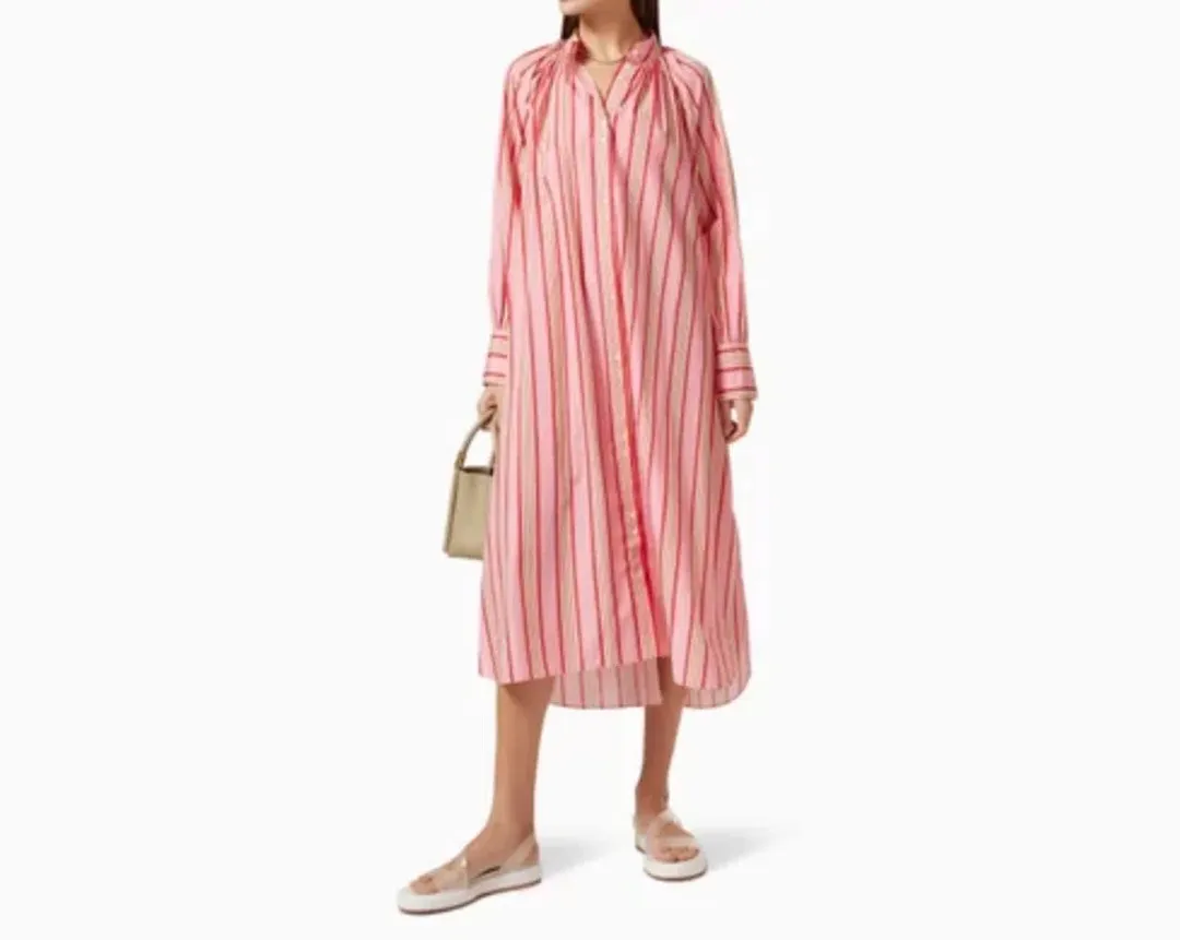 Oroton Candy Stripe Shirt Dress with pockets and belt Size 14 fits 16 for rent on The Volte - main image
