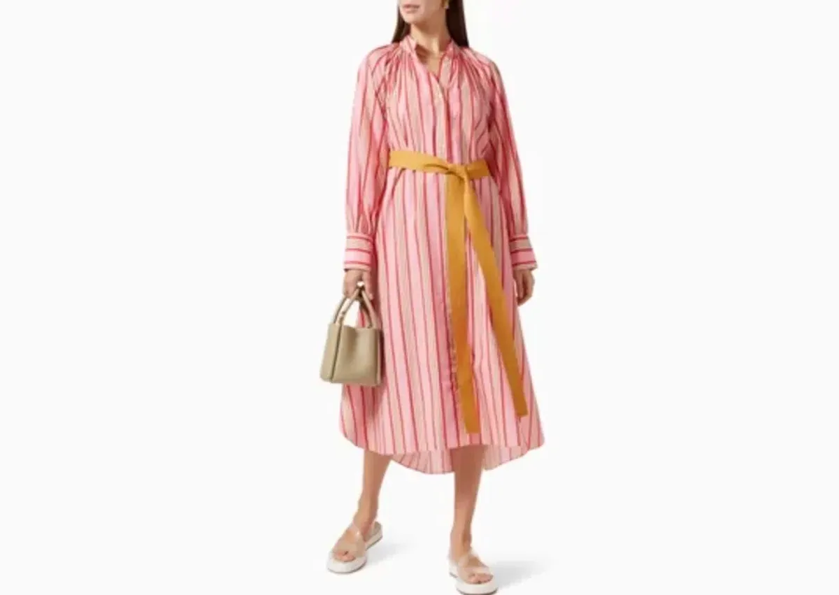 Oroton Candy Stripe Shirt Dress with pockets and belt Size 14 fits 16 - Image 2