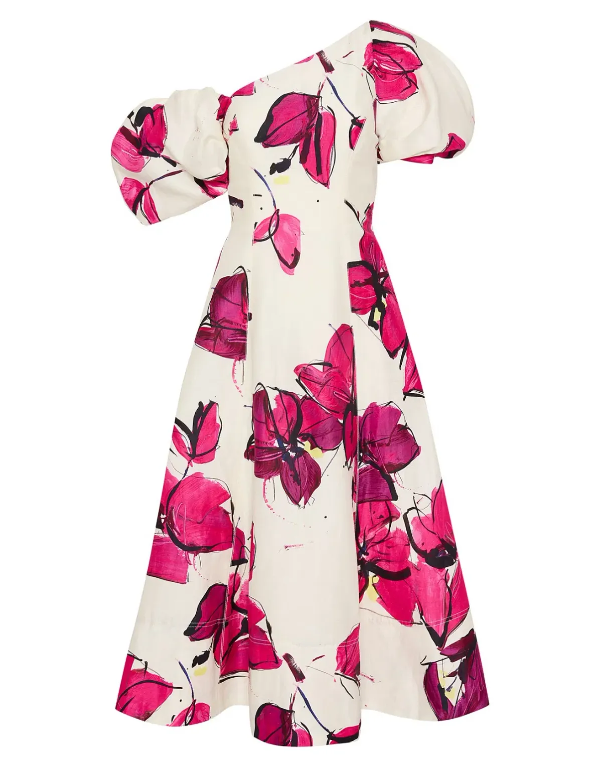 Aje Arista Tulip Falling Florals Puff Sleeve Midi Size 6 - Image 2