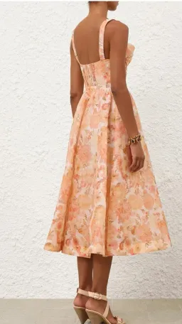 Zimmermann Rebellion Drape Midi Dress in Golden Bloom for rent on The Volte - image 4