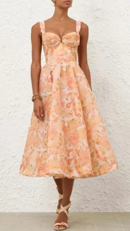 Zimmermann Rebellion Drape Midi Dress in Golden Bloom for rent on The Volte - image 2