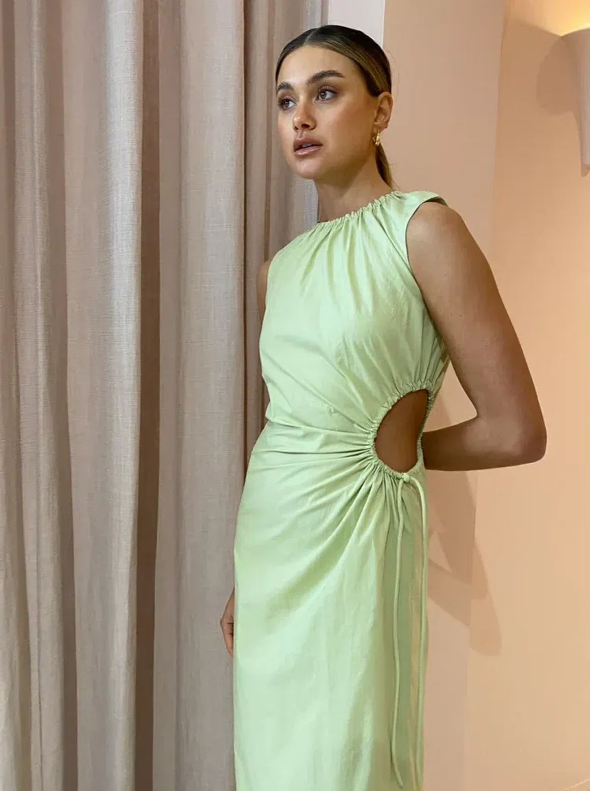 SIR THE LABEL MASON LACED MIDI DRESS IN PISTACHIO SIZE 8 - Image 2