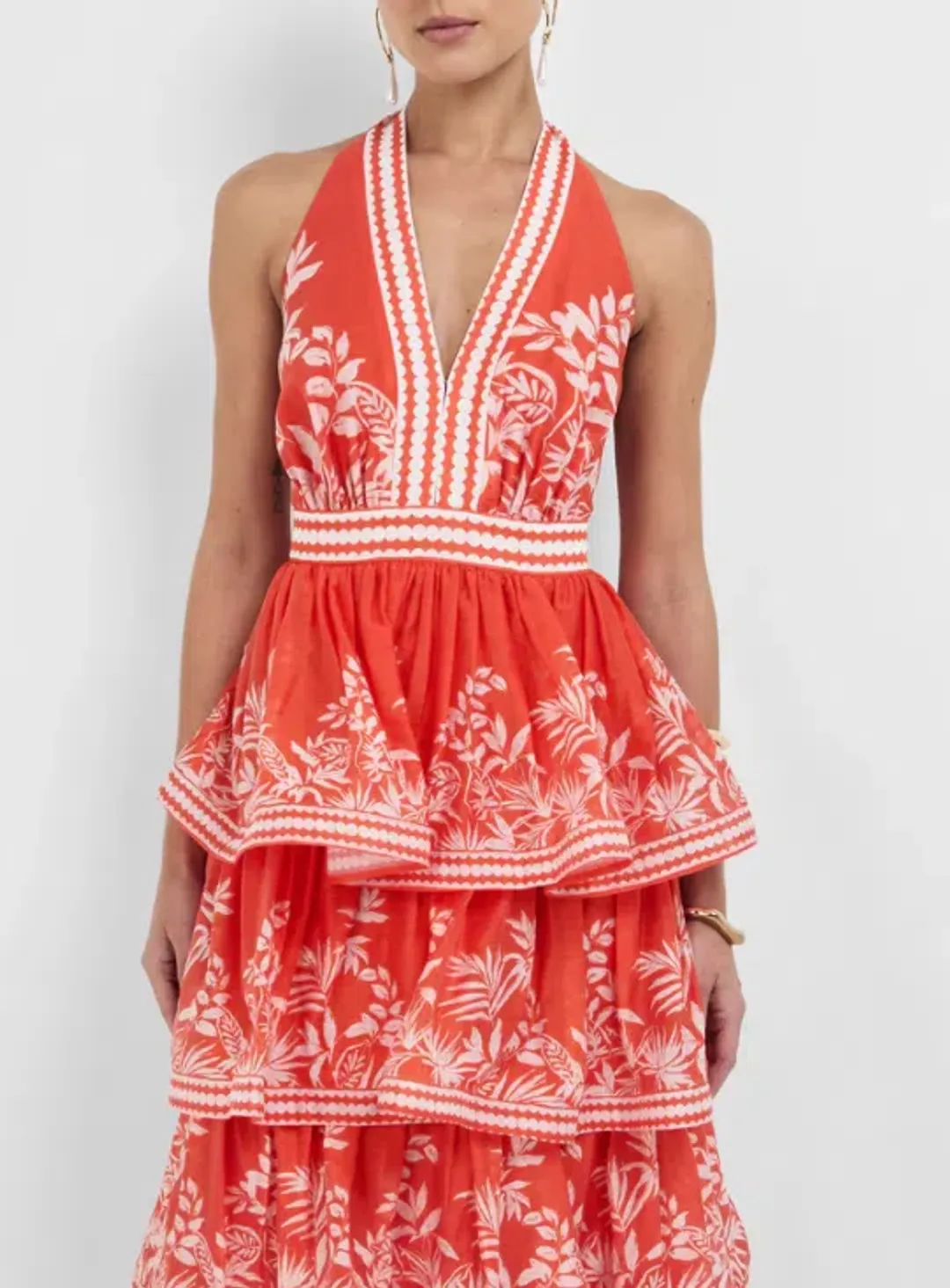 Sheike Ravello Palm Dress Red and White, Size 12 for rent on The Volte - main image