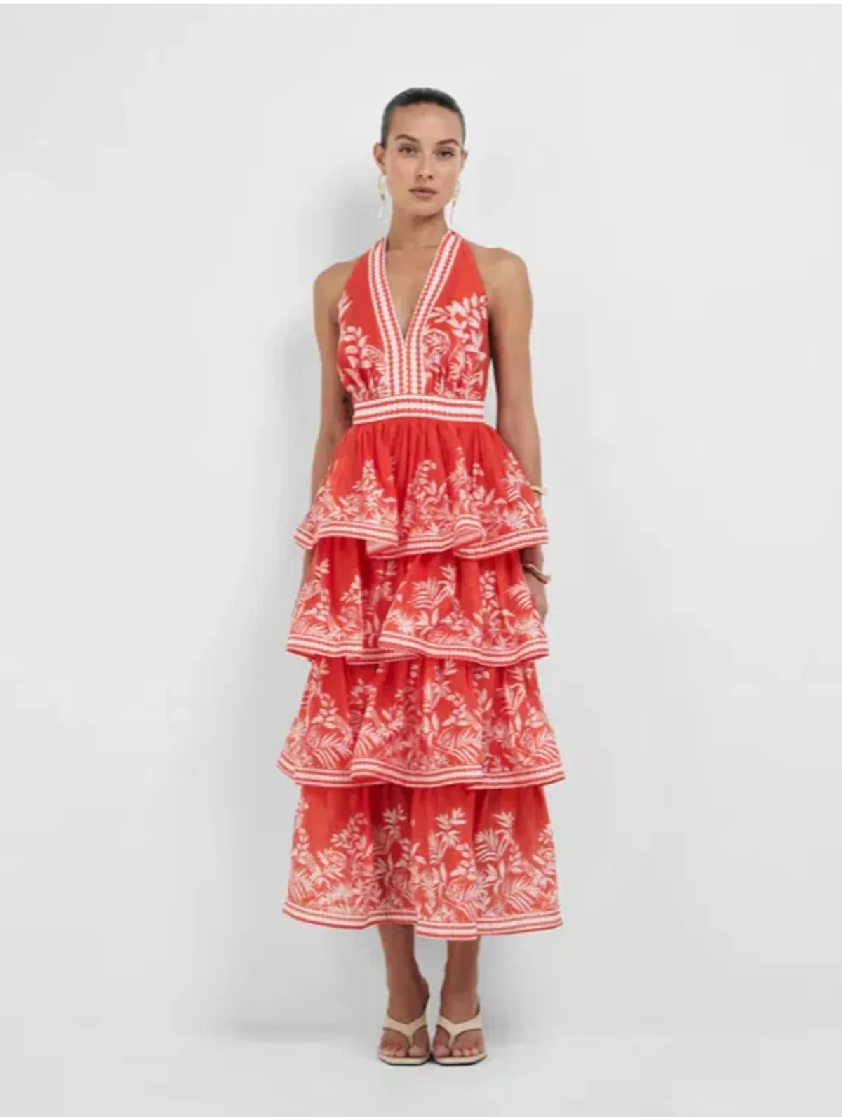 Sheike Ravello Palm Dress Red and White, Size 12 - Image 1
