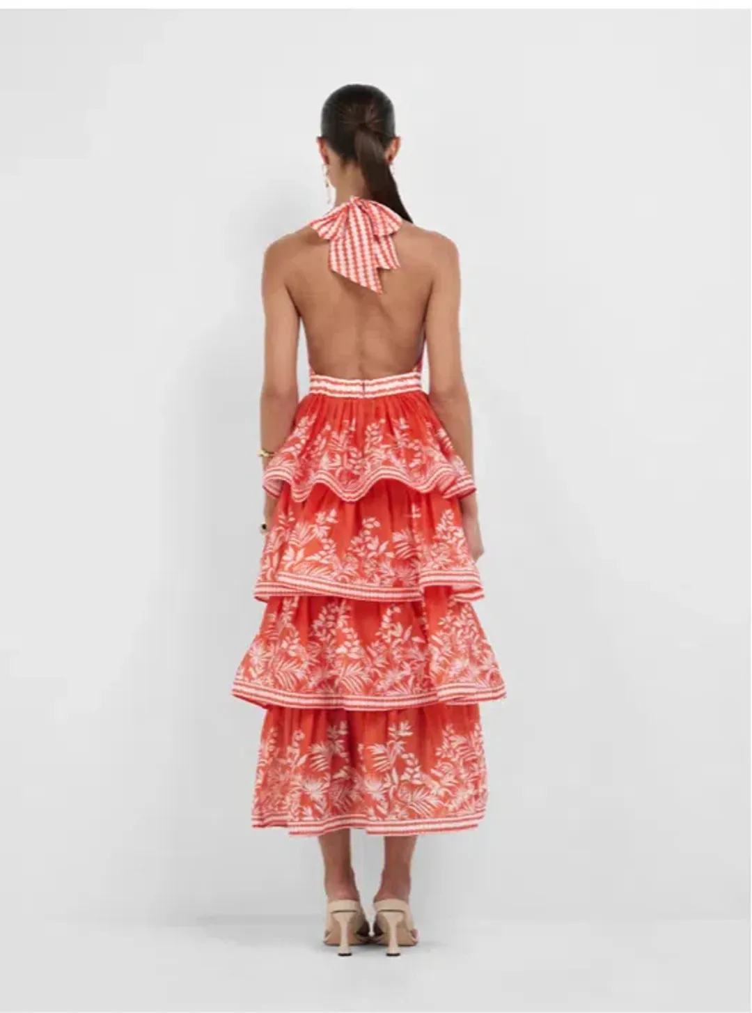 Sheike Ravello Palm Dress Red and White, Size 12 for rent on The Volte - main image