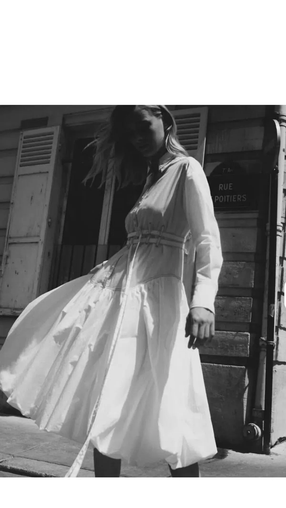 Aje Cassia Bubble White Midi Dress s.12 Hem Shirt Long Sleeve Cotton - Image 5