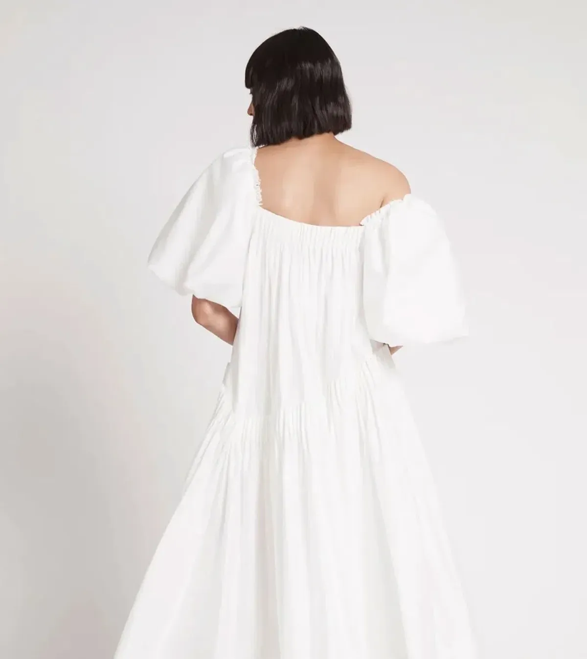 AJE Severine Smock Midi Dress in Ivory Size 8 - Image 5